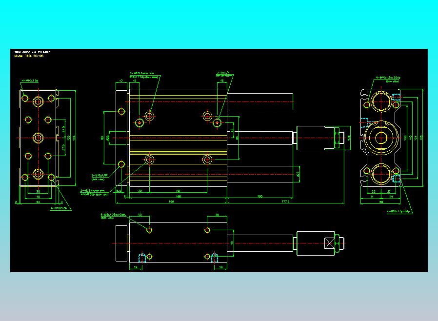 双轴气缸2D-TABL50x100