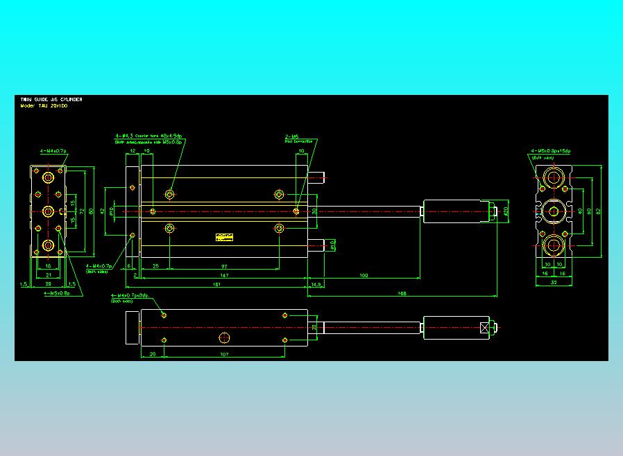 双轴气缸2D-TAU20x100