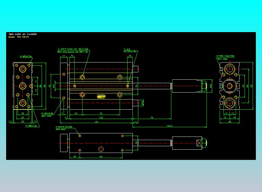 双轴气缸2D-TAU25x75