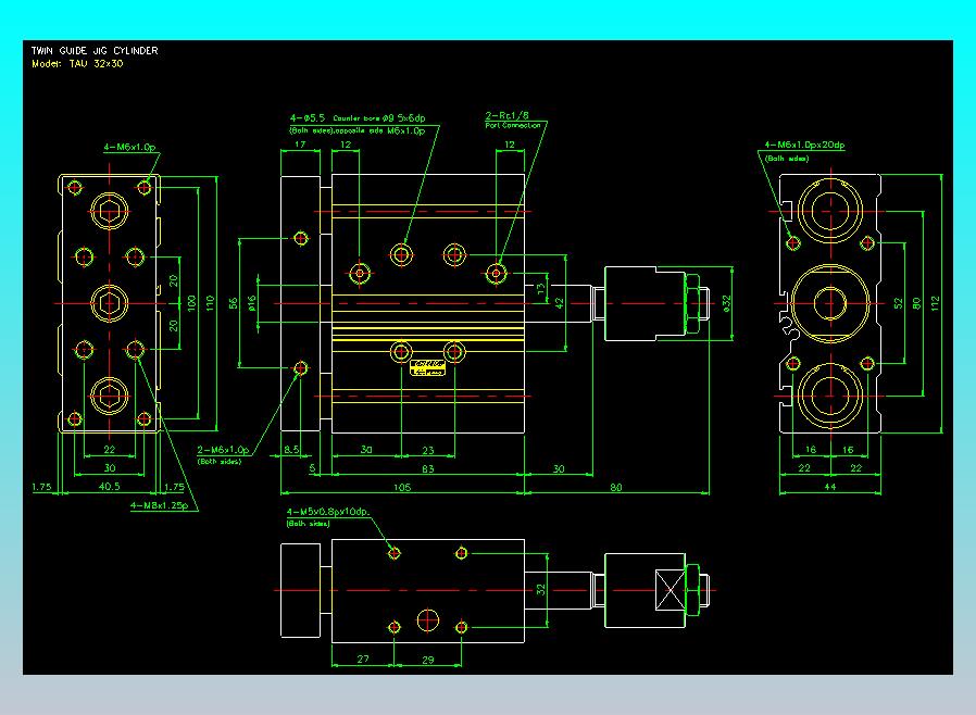 双轴气缸2D-TAU32x30
