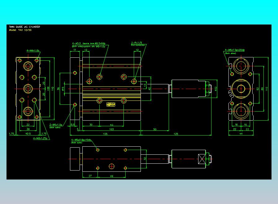 双轴气缸2D-TAU32x50
