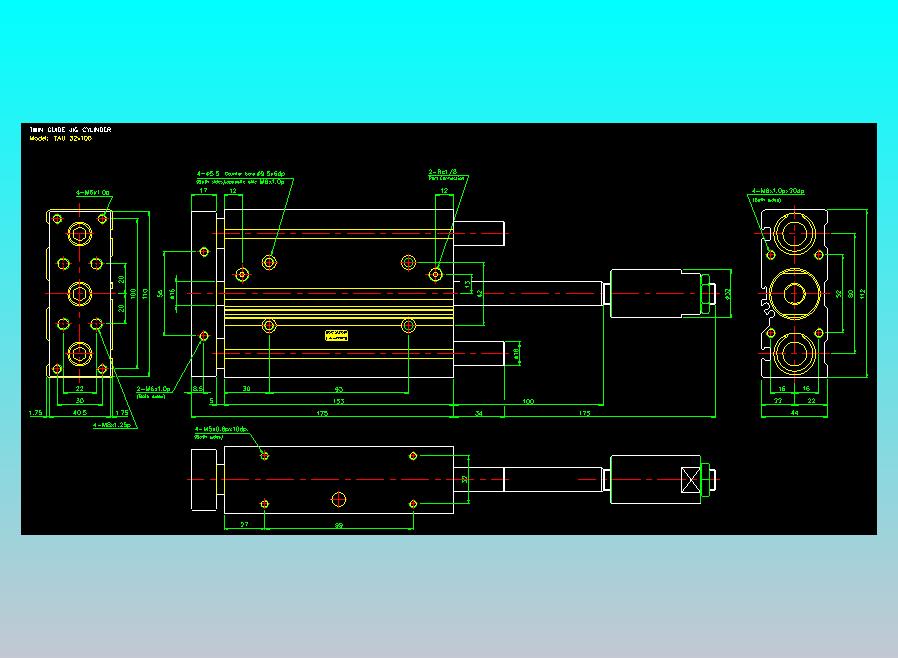双轴气缸2D-TAU32x100