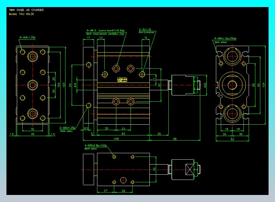 双轴气缸2D-TAU40x30