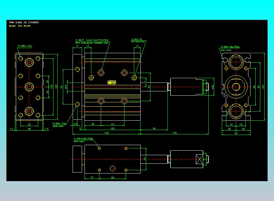 双轴气缸2D-TAU40x50