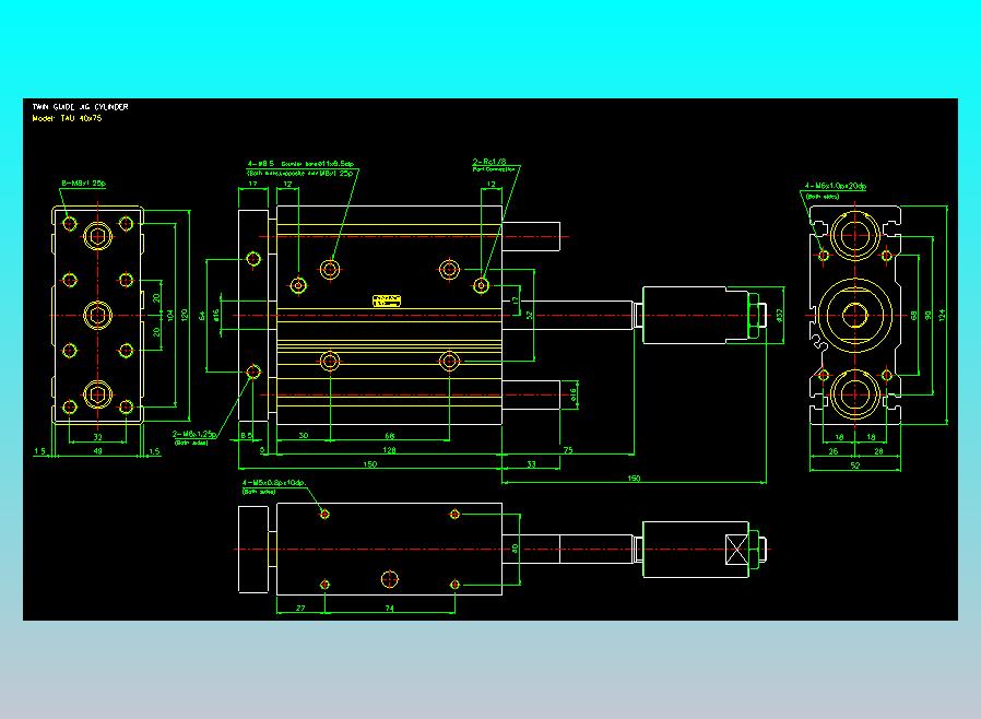 双轴气缸2D-TAU40x75