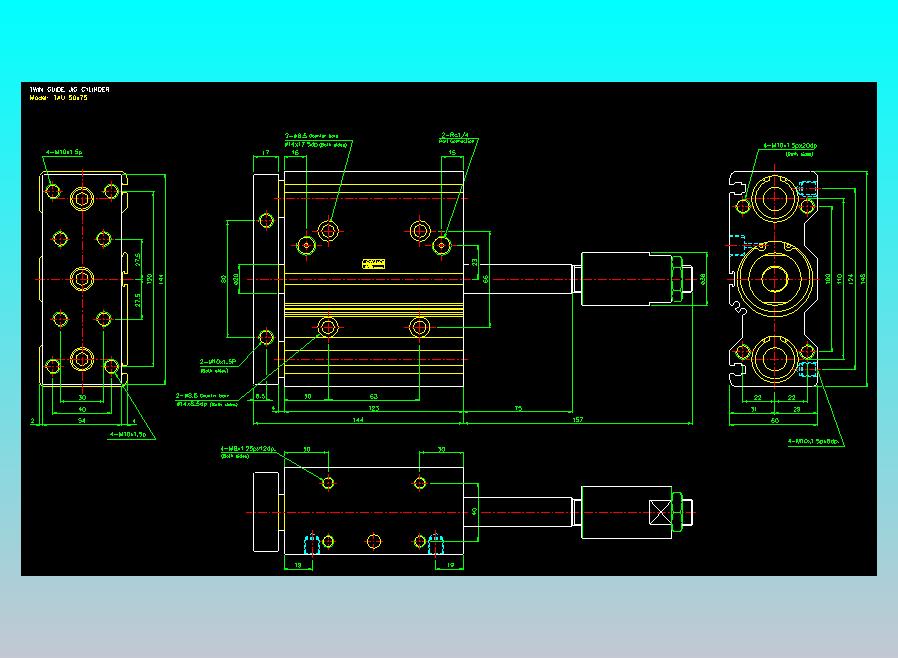 双轴气缸2D-TAU50x75