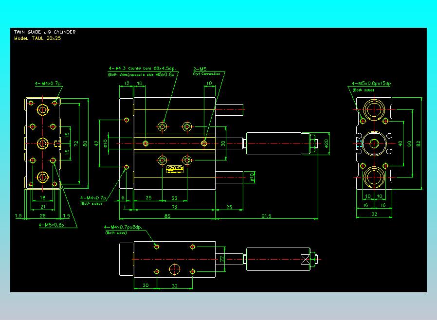双轴气缸2D-TAUL20x25