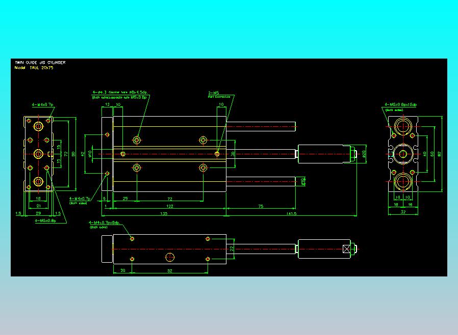 双轴气缸2D-TAUL20x75