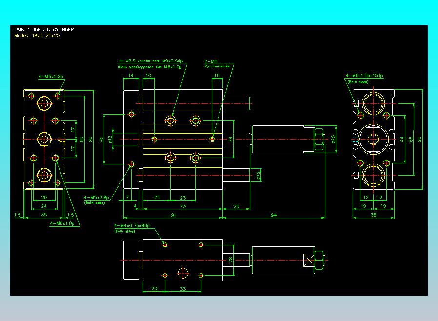 双轴气缸2D-TAUL25x25