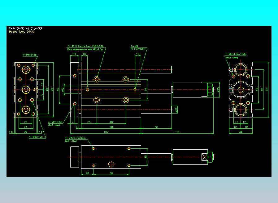 双轴气缸2D-TAUL25x50