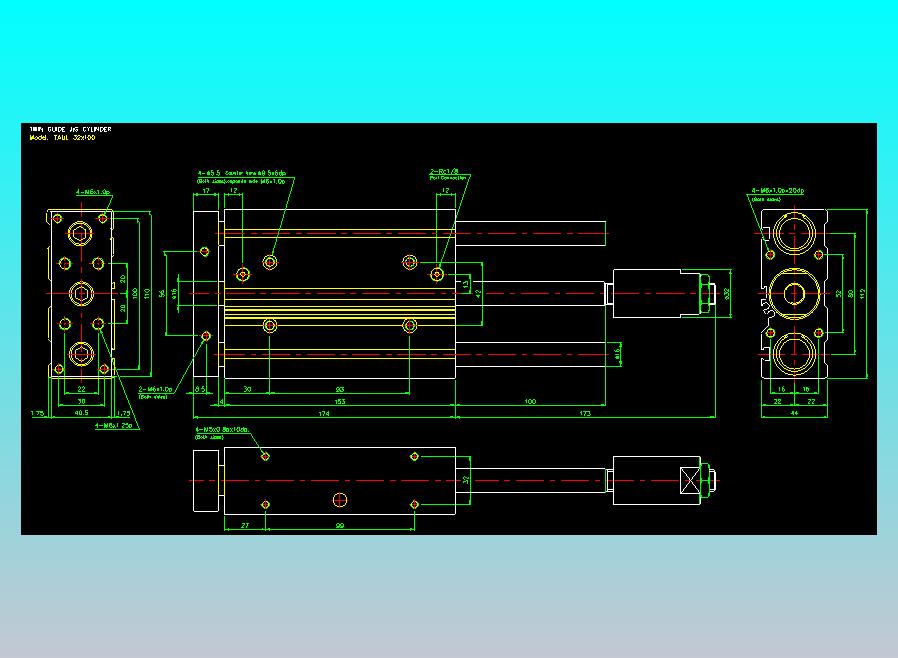 双轴气缸2D-TAUL32x100