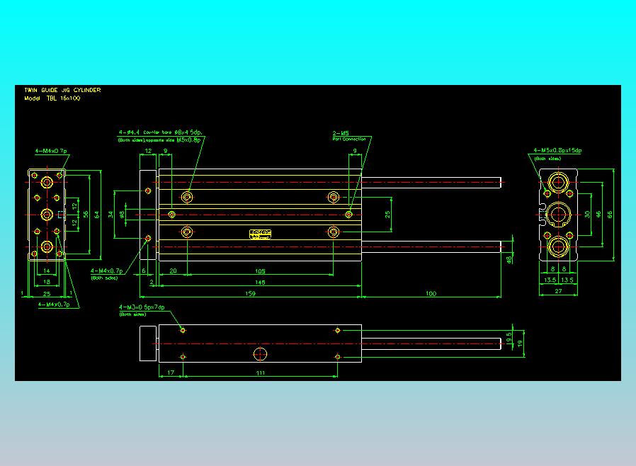 双轴气缸2D-TB16x100-L