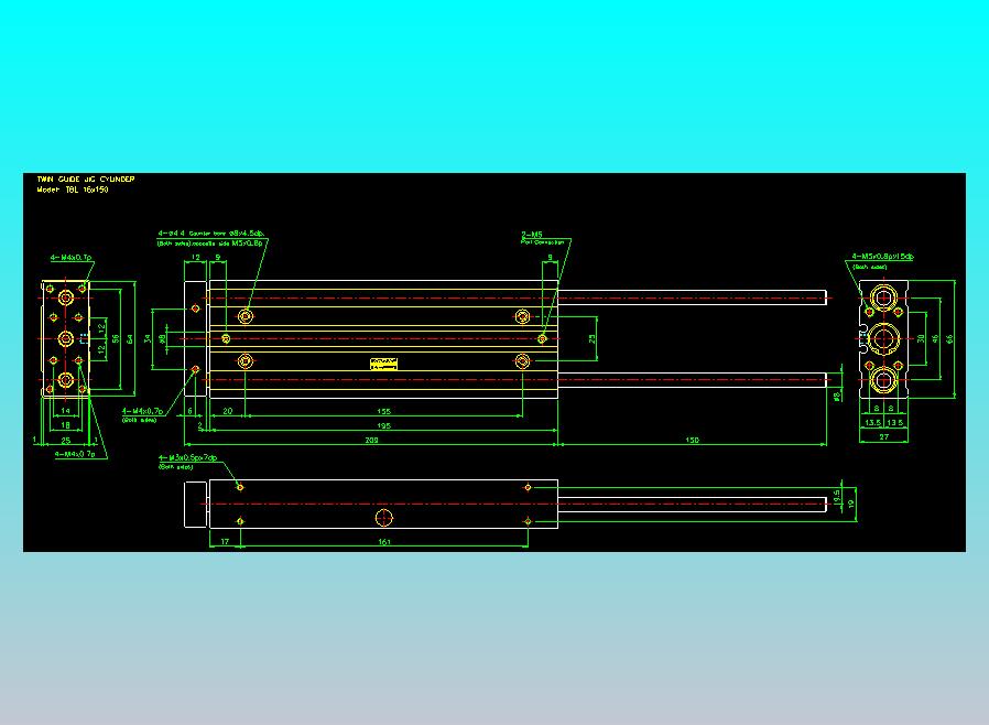 双轴气缸2D-TB16x150-L