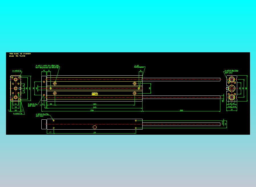 双轴气缸2D-TB16x200-L