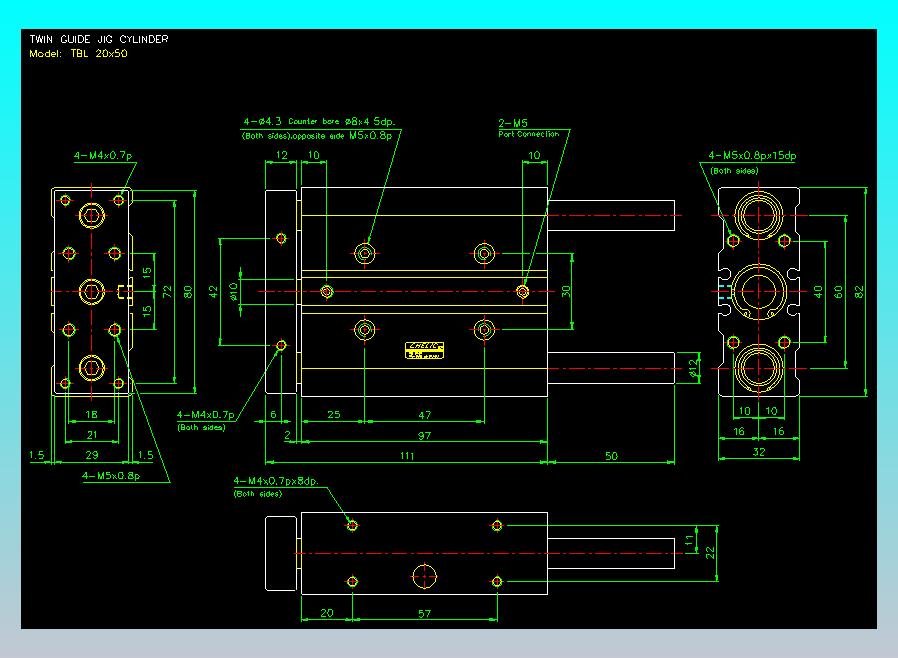 双轴气缸2D-TB20x50-L