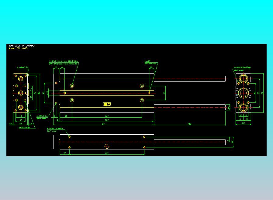 双轴气缸2D-TB20x150-L