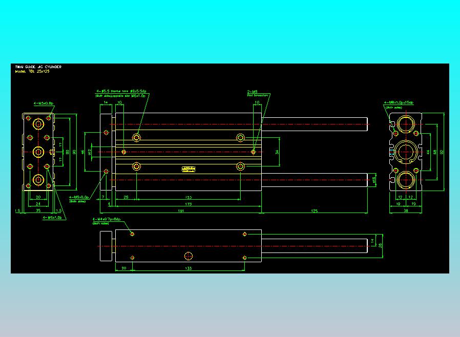 双轴气缸2D-TB25x125-L