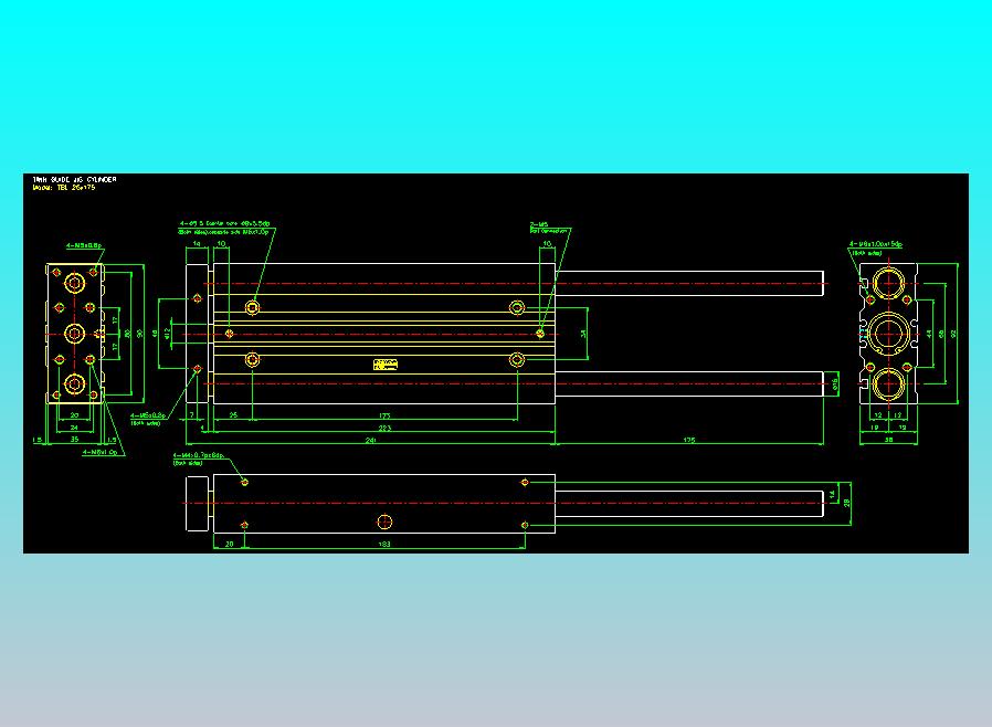 双轴气缸2D-TB25x175-L