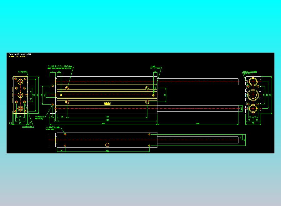 双轴气缸2D-TB25x200-L