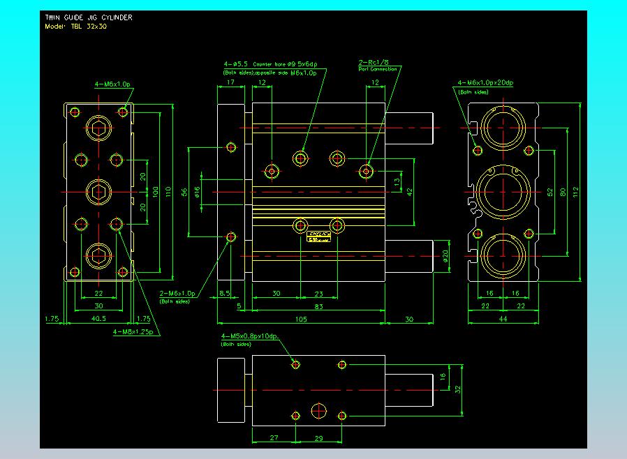 双轴气缸2D-TB32x30-L