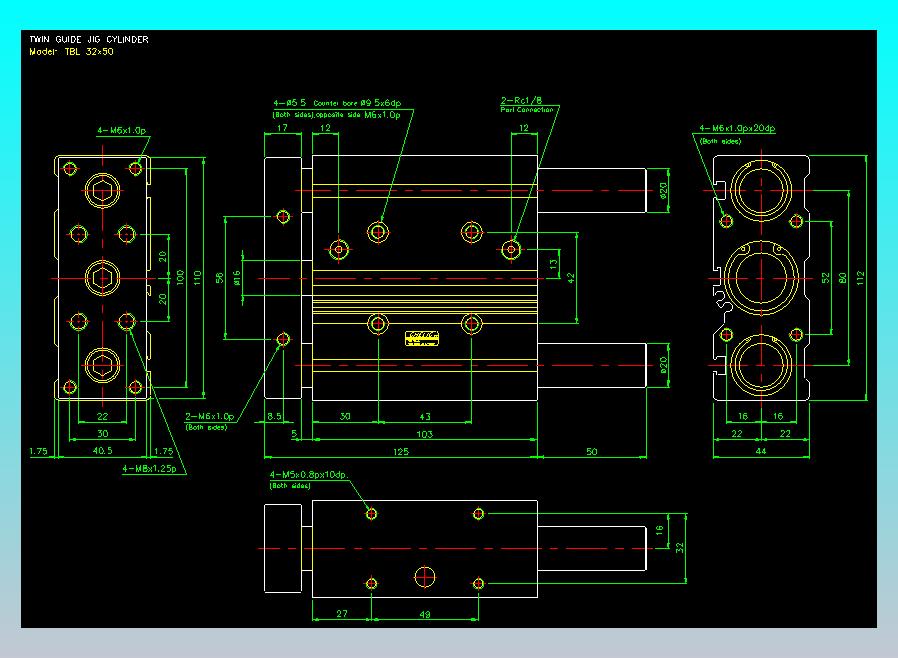 双轴气缸2D-TB32x50-L