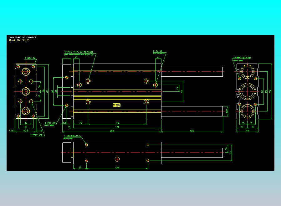 双轴气缸2D-TB32x125-L