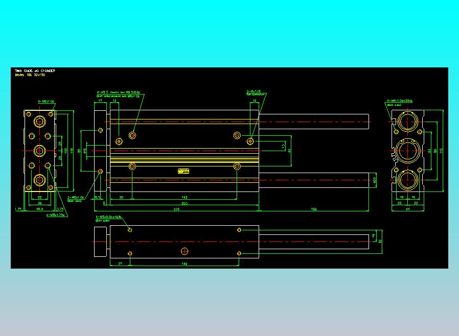 双轴气缸2D-TB32x150-L