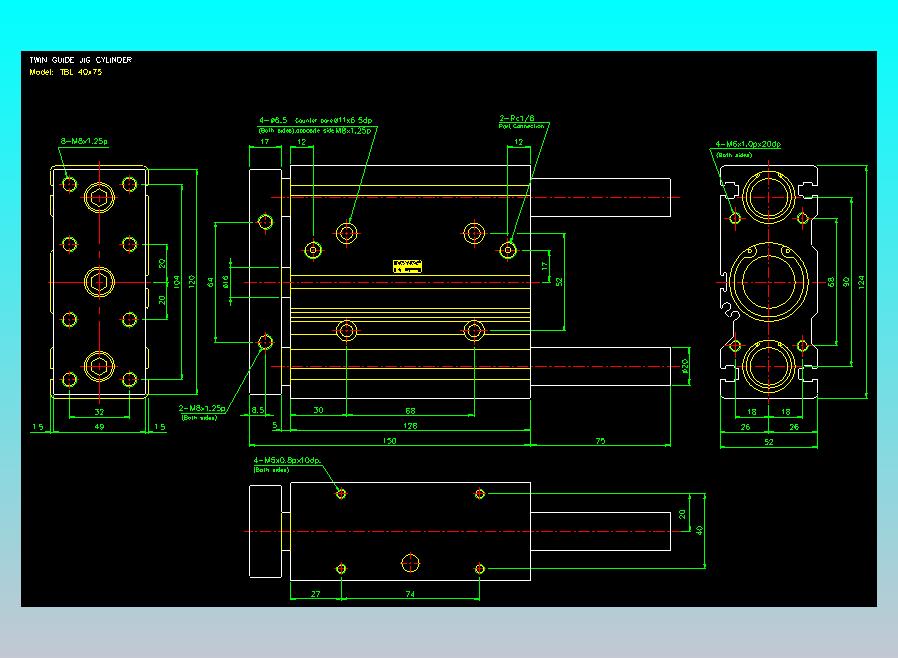 双轴气缸2D-TB40x75-L