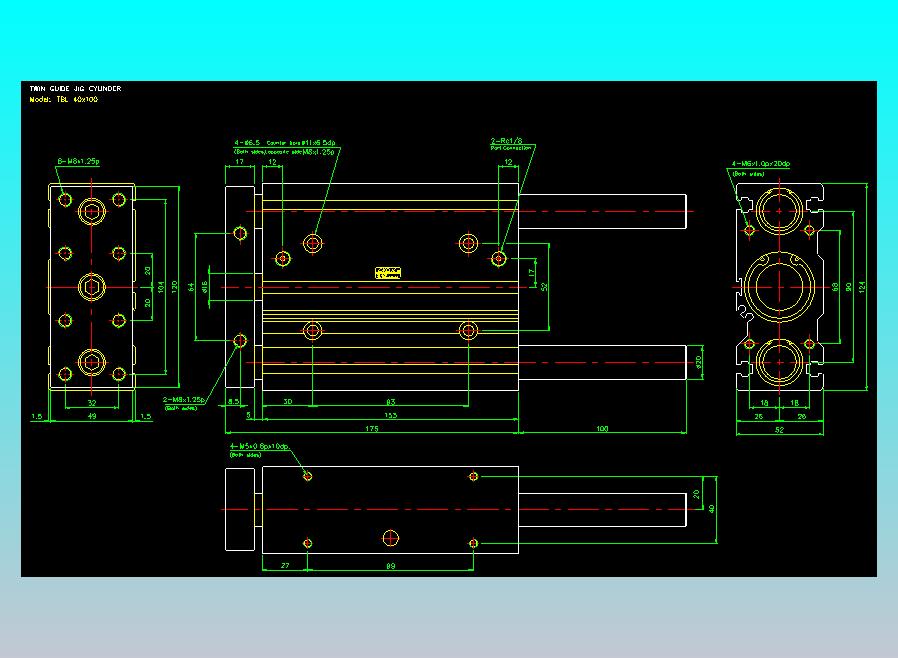 双轴气缸2D-TB40x100-L