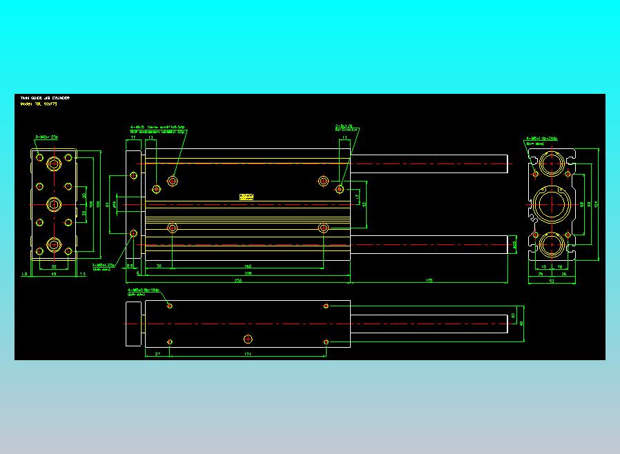 双轴气缸2D-TB40x175-L