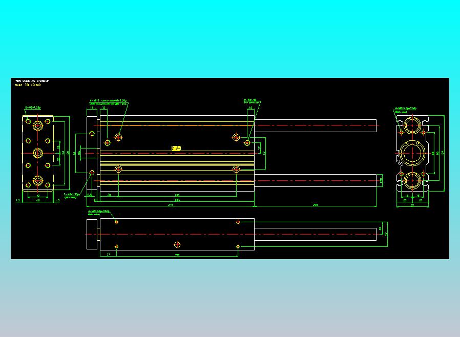 双轴气缸2D-TB40x200-L
