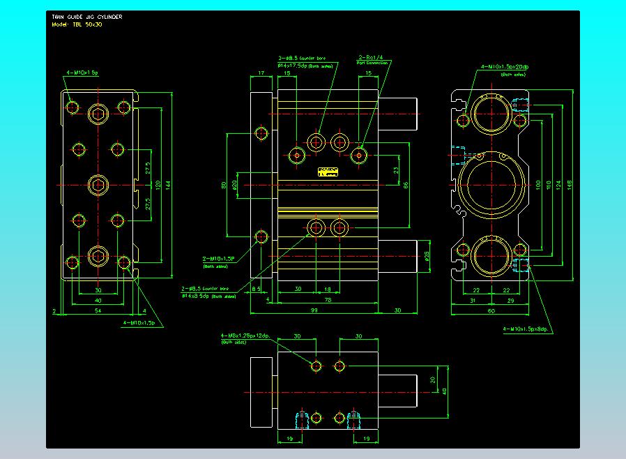 双轴气缸2D-TB50x30-L