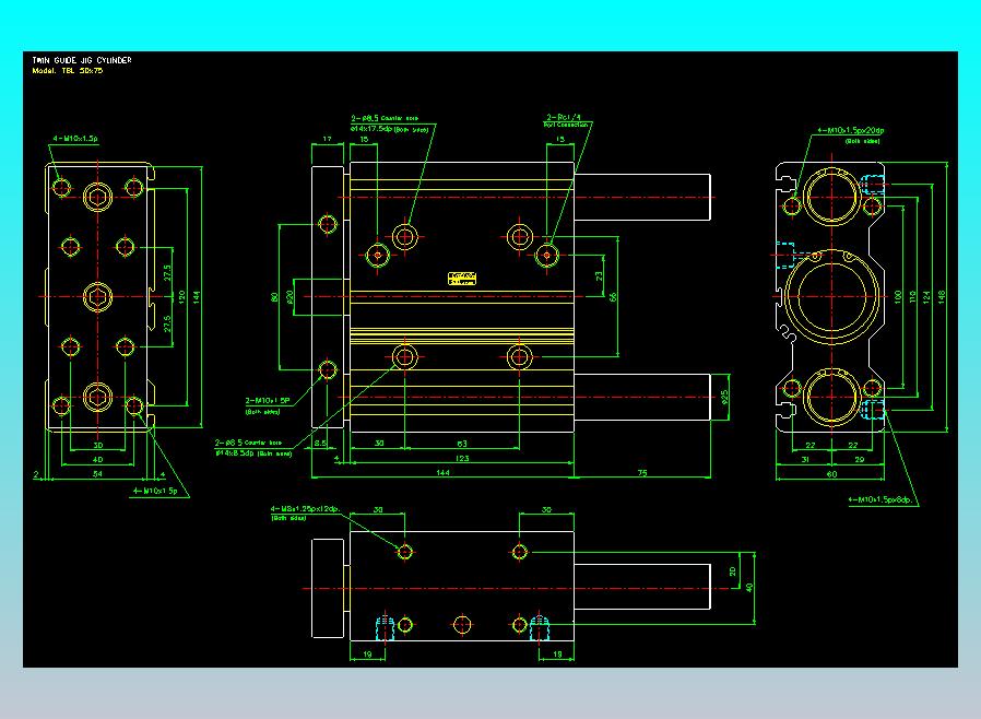 双轴气缸2D-TB50x75-L