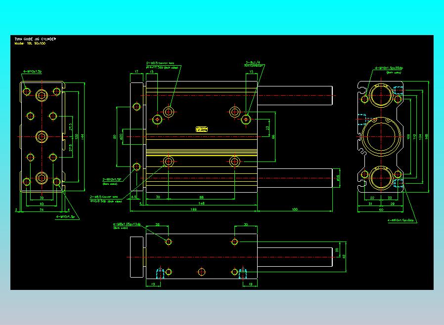 双轴气缸2D-TB50x100-L