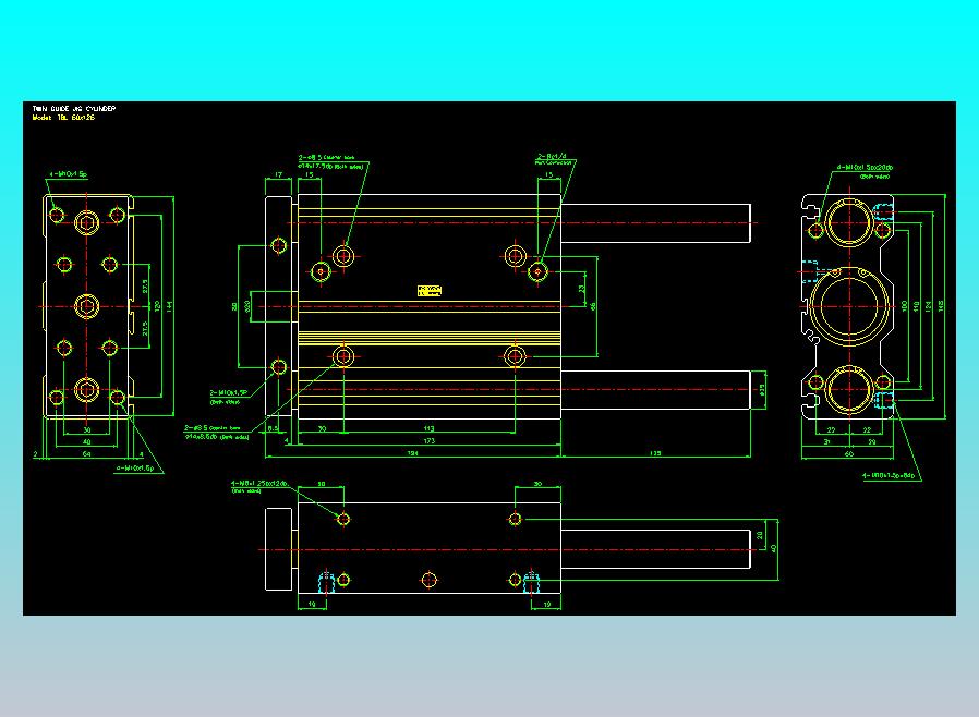 双轴气缸2D-TB50x125-L