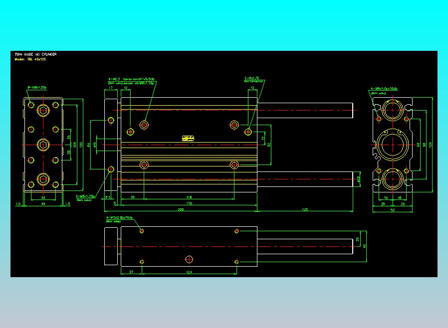 双轴气缸2D-TB40x125-L