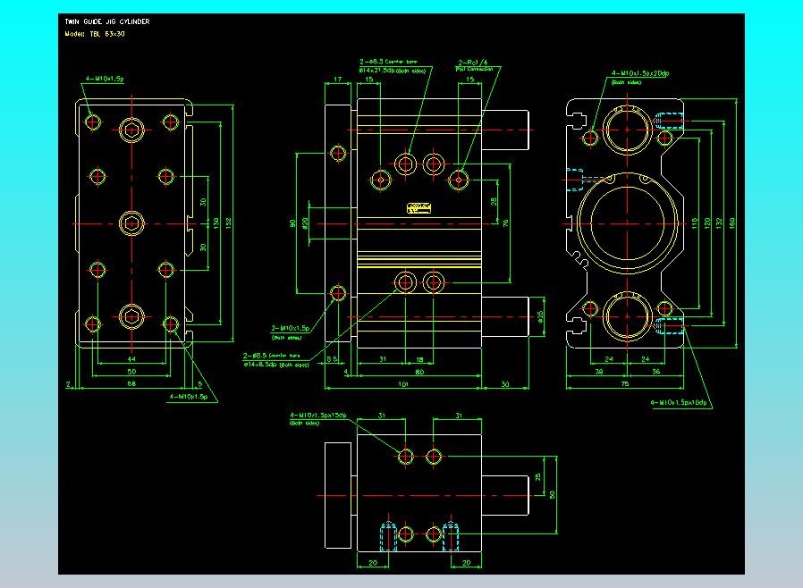 双轴气缸2D-TB63x30-L