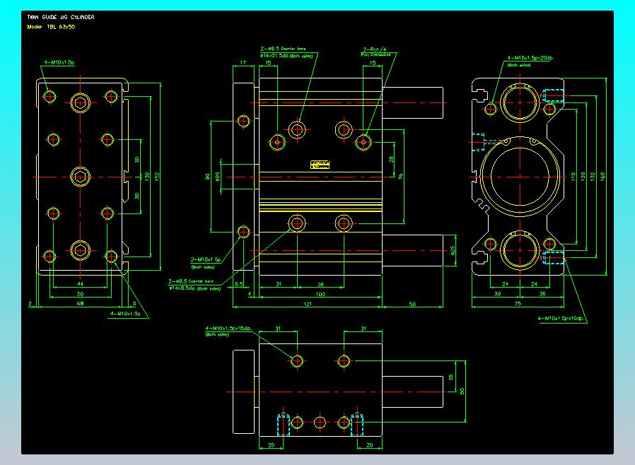 双轴气缸2D-TB63x50-L