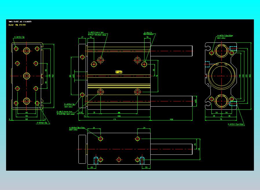 双轴气缸2D-TB63x100-L