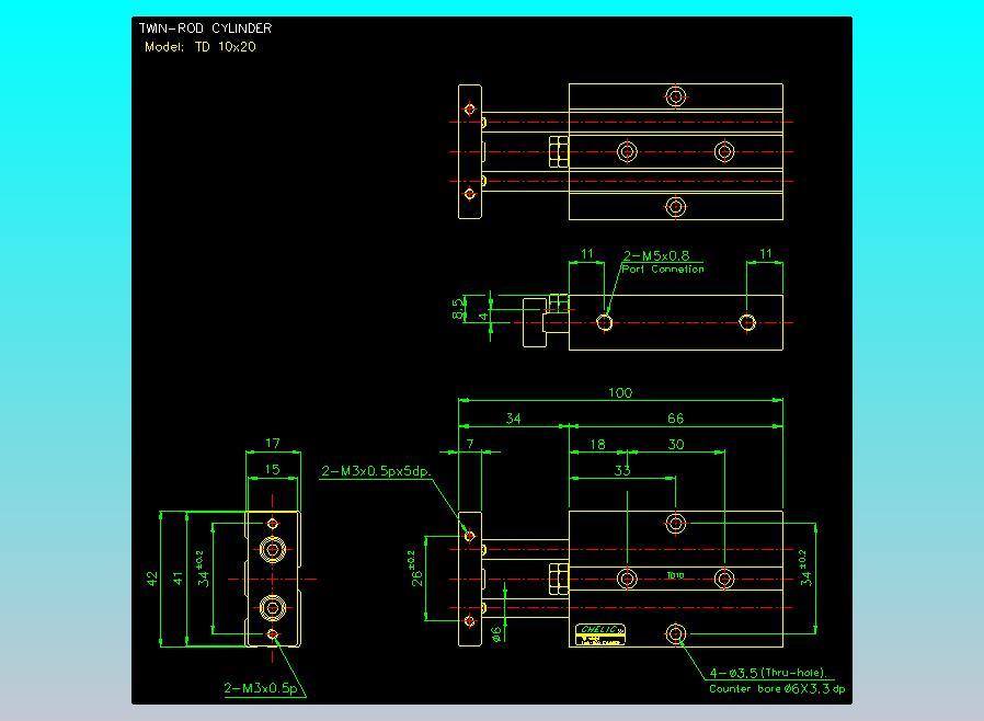 双轴气缸2D-TD10x20