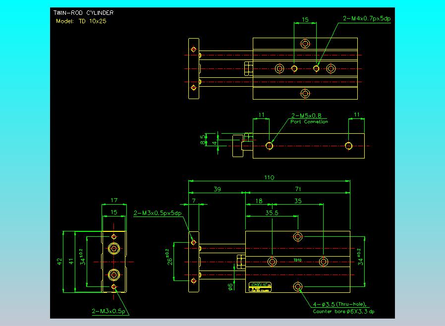 双轴气缸2D-TD10x25