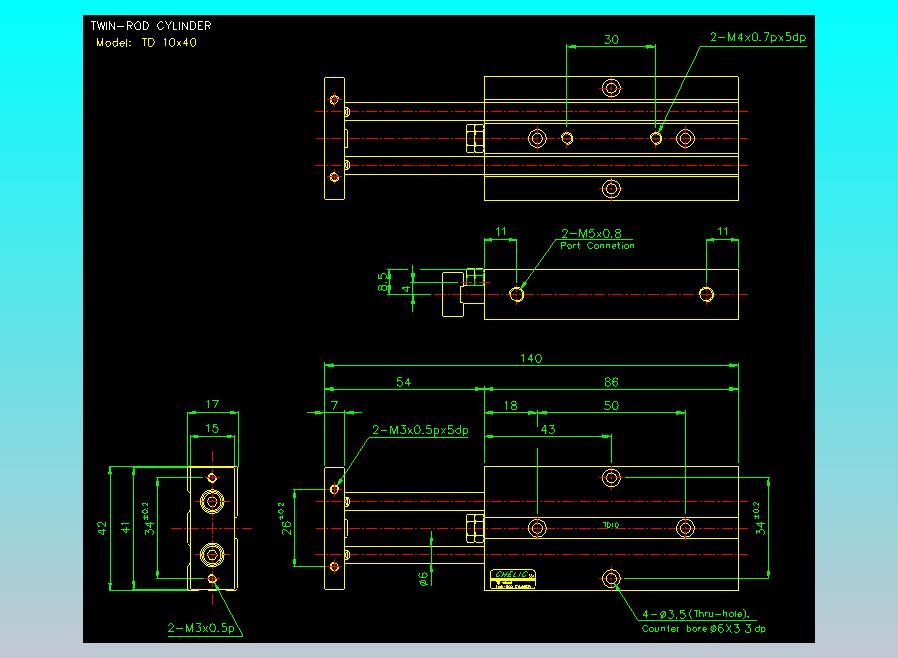 双轴气缸2D-TD10x40