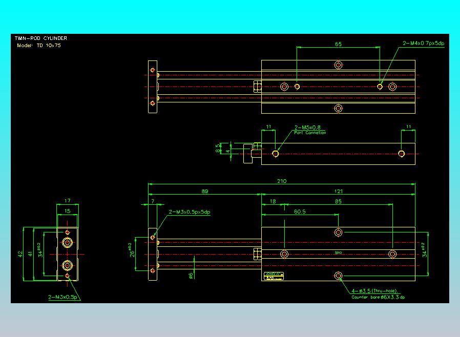 双轴气缸2D-TD10x75