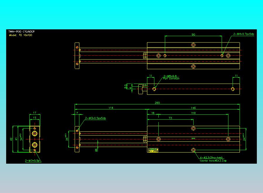 双轴气缸2D-TD10x100