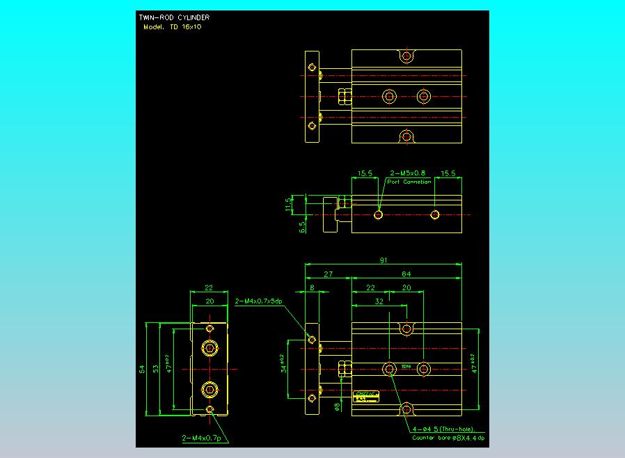 双轴气缸2D-TD16x10