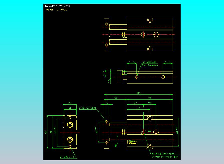 双轴气缸2D-TD16x20