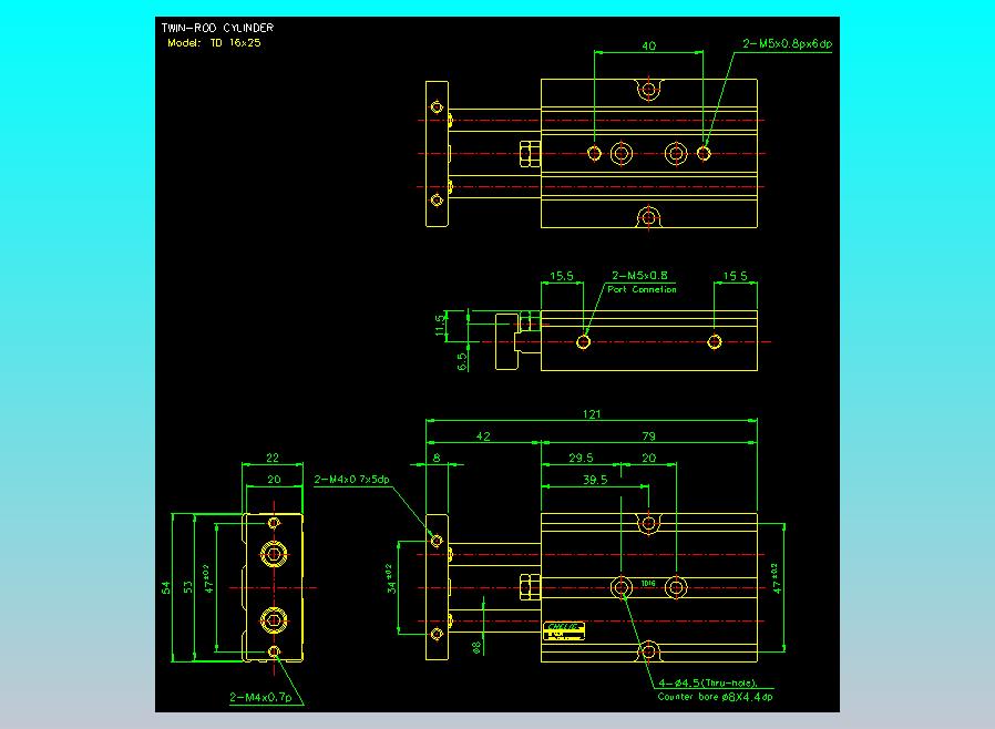 双轴气缸2D-TD16x25