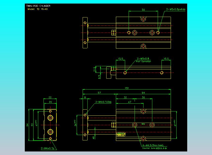 双轴气缸2D-TD16x40