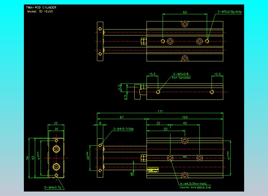 双轴气缸2D-TD16x50