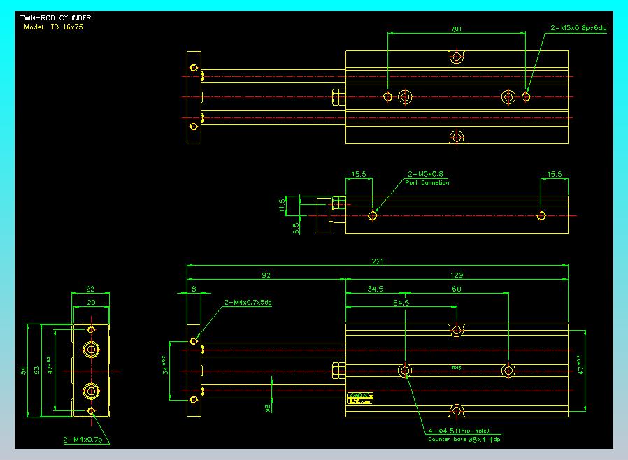 双轴气缸2D-TD16x75